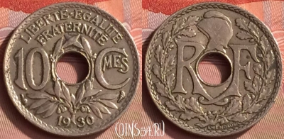 Франция 10 сантимов 1930 года, KM# 866a, 154m-138