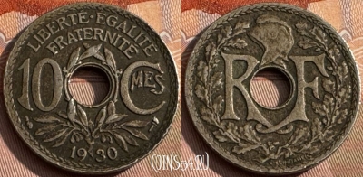 Франция 10 сантимов 1930 года, KM# 866a, 173s-084 ♛