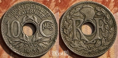 Франция 10 сантимов 1930 года, KM# 866a, 279s-059 ♛