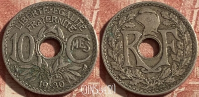 Франция 10 сантимов 1930 года, KM# 866a, 289p-098 ♛