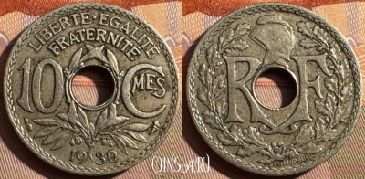 Франция 10 сантимов 1930 года, KM# 866a, 370s-015 ♛