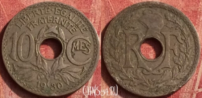 Франция 10 сантимов 1930 года, KM# 866a, 375o-044
