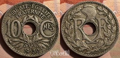 Франция 10 сантимов 1930 года, KM# 866a, 401s-019