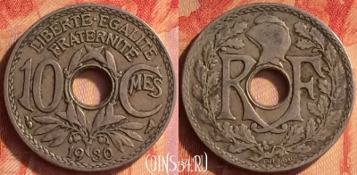 Франция 10 сантимов 1930 года, KM# 866a, 434o-081
