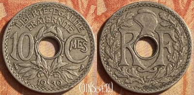 Франция 10 сантимов 1930 года, KM# 866a, 447o-018