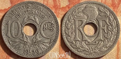 Франция 10 сантимов 1930 года, KM# 866a, 447o-033