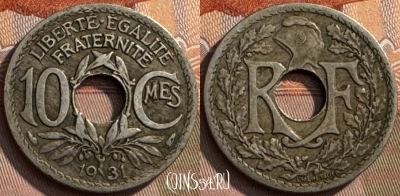 Франция 10 сантимов 1931 года, KM# 866a, 272s-020 ♛