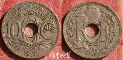 Франция 10 сантимов 1931 года, KM# 866a, 341o-142