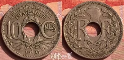 Франция 10 сантимов 1931 года, KM# 866a, 392o-132 ♛