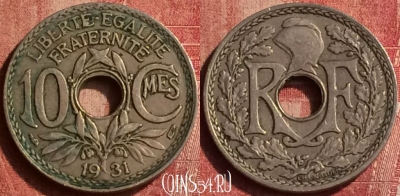 Франция 10 сантимов 1931 года, KM# 866a, 406-031