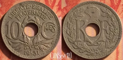 Франция 10 сантимов 1931 года, KM# 866a, 434o-127