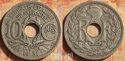 Франция 10 сантимов 1931 года, KM# 866a, 448o-071