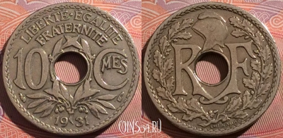 Франция 10 сантимов 1931 года, KM# 866a, a148-139