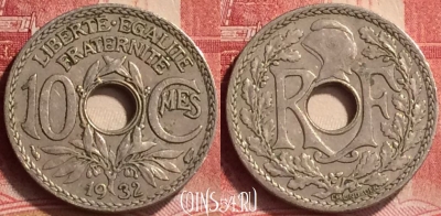 Франция 10 сантимов 1932 года, KM# 866a, 179m-128