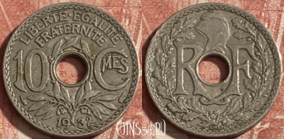 Франция 10 сантимов 1932 года, KM# 866a, 281p-056 ♛