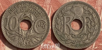 Франция 10 сантимов 1932 года, KM# 866a, 282p-049 ♛