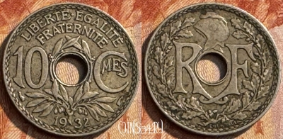 Франция 10 сантимов 1932 года, KM# 866a, 282s-044