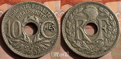 Франция 10 сантимов 1932 года, KM# 866a, 332s-013