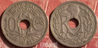 Франция 10 сантимов 1932 года, KM# 866a, 373o-036