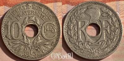 Франция 10 сантимов 1932 года, KM# 866a, 384p-040 ♛