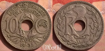 Франция 10 сантимов 1932 года, KM# 866a, 397o-101
