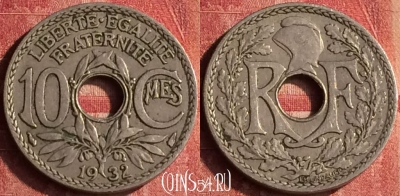 Франция 10 сантимов 1932 года, KM# 866a, 399-097