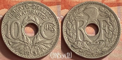 Франция 10 сантимов 1932 года, KM# 866a, 416o-107
