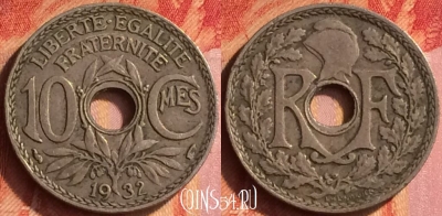 Франция 10 сантимов 1932 года, KM# 866a, 436o-094