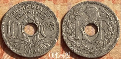 Франция 10 сантимов 1932 года, KM# 866a, 451o-038