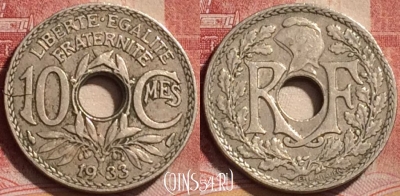Франция 10 сантимов 1933 года, KM# 866a, 184l-071