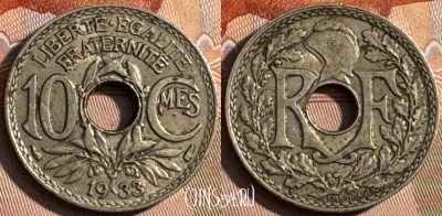 Франция 10 сантимов 1933 года, KM# 866a, 246s-058 ♛