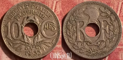 Франция 10 сантимов 1933 года, KM# 866a, 373o-017