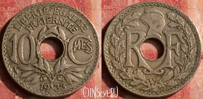 Франция 10 сантимов 1933 года, KM# 866a, 399-023