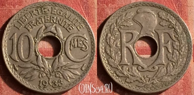 Франция 10 сантимов 1933 года, KM# 866a, 399-095 ♛