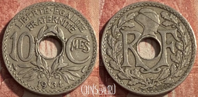 Франция 10 сантимов 1934 года, KM# 866a, 210q-072 ♛