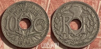 Франция 10 сантимов 1934 года, KM# 866a, 281p-116 ♛