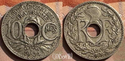 Франция 10 сантимов 1934 года, KM# 866a, 309s-135