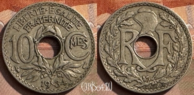 Франция 10 сантимов 1934 года, KM# 866a, 310s-116 ♛
