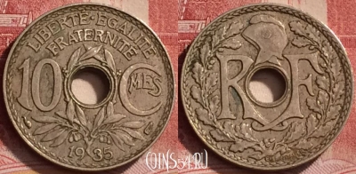 Франция 10 сантимов 1935 года, KM# 866a, 143l-010