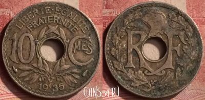 Франция 10 сантимов 1935 года, KM# 866a, 146m-131