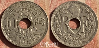 Франция 10 сантимов 1935 года, KM# 866a, 172p-084 ♛