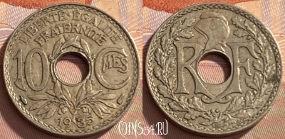 Франция 10 сантимов 1935 года, KM# 866a, 217p-025