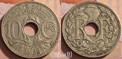 Франция 10 сантимов 1935 года, KM# 866a, 218p-063