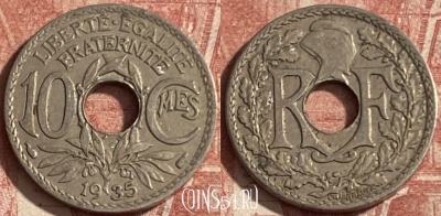 Франция 10 сантимов 1935 года, KM# 866a, 281p-114 ♛