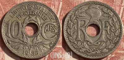 Франция 10 сантимов 1935 года, KM# 866a, 282p-034 ♛