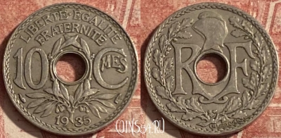 Франция 10 сантимов 1935 года, KM# 866a, 282p-072 ♛