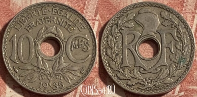 Франция 10 сантимов 1935 года, KM# 866a, 290p-109 ♛