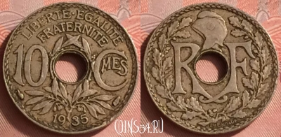 Франция 10 сантимов 1935 года, KM# 866a, 333o-097