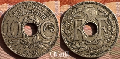 Франция 10 сантимов 1935 года, KM# 866a, 371s-105