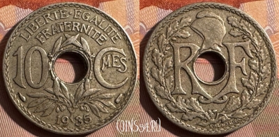 Франция 10 сантимов 1935 года, KM# 866a, 371s-109